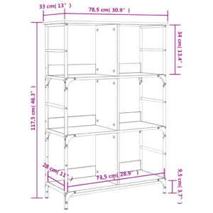 vidaXL Bokhylla brun ek 78,5x33x117,5 cm konstruerat trä - Bild 9