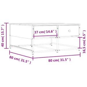 vidaXL Soffbord rökfärgad ek 80x80x40 cm konstruerat trä - Bild 11