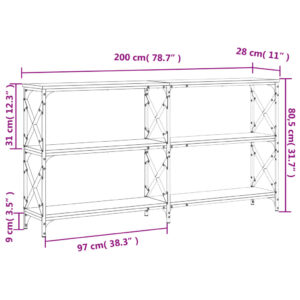 vidaXL Avlastningsbord rökfärgad ek 200x28x80,5 cm konstruerat trä - Bild 9