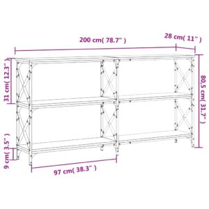 vidaXL Avlastningsbord brun ek 200x28x80,5 cm konstruerat trä - Bild 9