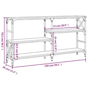 vidaXL Avlastningsbord rökfärgad ek 150x29x76,5 cm konstruerat trä - Bild 9