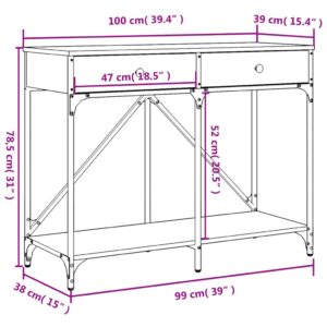 vidaXL Avlastningsbord rökfärgad ek 100x39x78,5 cm konstruerat trä - Bild 11