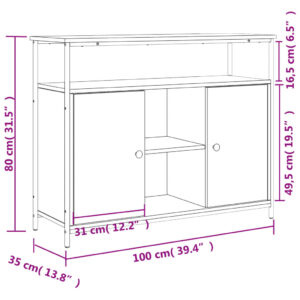 vidaXL Byrå brun ek 100x35x80 cm konstruerat trä - Bild 11