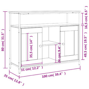 vidaXL Byrå brun ek 100x35x80 cm konstruerat trä - Bild 11