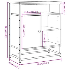 vidaXL Byrå brun ek 69x35x80 cm konstruerat trä - Bild 11