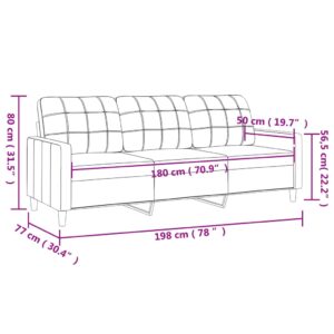 vidaXL 3-sitssoffa gräddvit 180 cm tyg - Bild 8