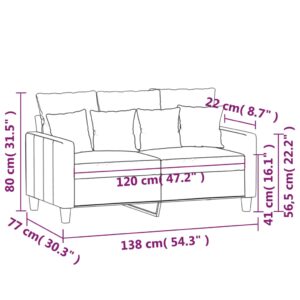 vidaXL 2-sitssoffa ljusgrå Svart 120 cm tyg - Bild 8