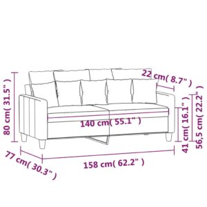 vidaXL Soffa 2-sits mörkgrå 140 cm tyg - Bild 8