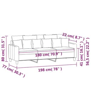 vidaXL 3-sitssoffa ljusgrå 180 cm tyg - Bild 8