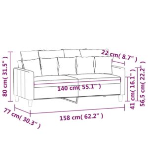 vidaXL Soffa 2-sits brun 140 cm sammet - Bild 8