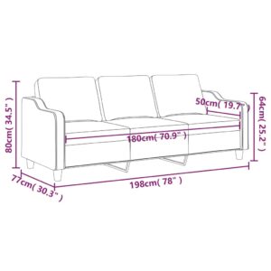 vidaXL 3-sitssoffa ljusgrå 180 cm tyg - Bild 8