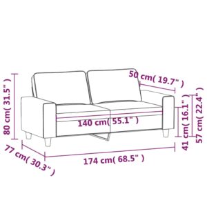 vidaXL 2-sitssoffa ljusgrå 140 cm tyg - Bild 8