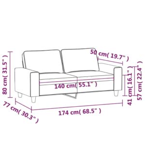 vidaXL 2-sitssoffa gräddvit 140 cm tyg - Bild 8