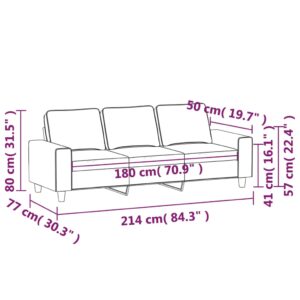 vidaXL 3-sitssoffa ljusgrå 180 cm tyg - Bild 8