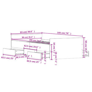 vidaXL Sängram med huvudgavel och fotgavel vit 90x190 cm - Bild 11