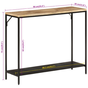 vidaXL Avlastningsbord 90x30x75 cm grovt mangoträ och järn - Bild 8