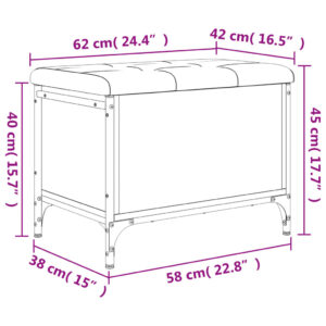 vidaXL Förvaringsbänk brun ek 62x42x45 cm konstruerat trä - Bild 10