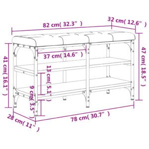 vidaXL Skobänk svart 82x32x47 cm konstruerat trä - Bild 10