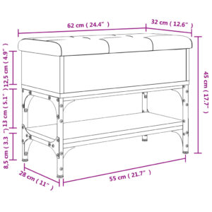 vidaXL Skobänk rökfärgad ek 62x32x45 cm konstruerat trä - Bild 11