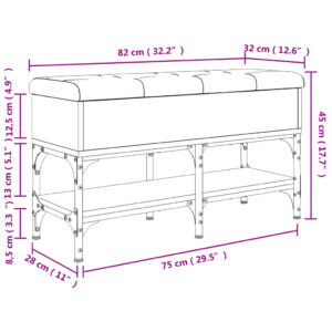 vidaXL Skobänk rökfärgad ek 82x32x45 cm konstruerat trä - Bild 11