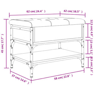 vidaXL Skobänk sonoma-ek 62x42x45 cm konstruerat trä - Bild 11