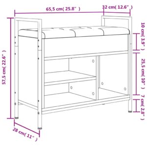 vidaXL Skobänk grå sonoma 65,5x32x57,5 cm konstruerat trä - Bild 11