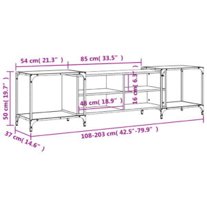 vidaXL Tv-bänk rökfärgad ek 203x37x50 cm konstruerat trä - Bild 10