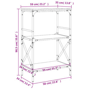 vidaXL Bokhylla 3 hyllplan brun ek 59x35x90,5 cm konstruerat trä - Bild 9