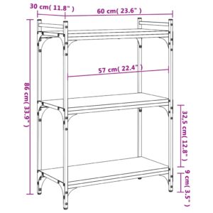 vidaXL Bokhylla 3 hyllplan rökfärgad ek 60x30x86 cm konstruerat trä - Bild 9