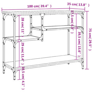 vidaXL Konsolbord med hyllor grå sonoma 100x35x75 cm - Bild 9