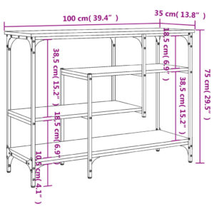 vidaXL Konsolbord med hyllor svart 100x35x75 cm - Bild 9