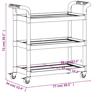 vidaXL Rullvagn 3 våningar grå 77x34x72 cm aluminium - Bild 9