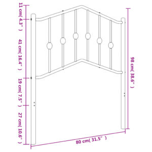 vidaXL Huvudgavel metall svart 75 cm - Bild 6