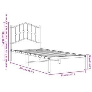 vidaXL Sängram med huvudgavel metall vit 80x200 cm - Bild 9