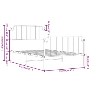 vidaXL Sängram med huvudgavel och fotgavel vit metall 107x203 cm - Bild 9