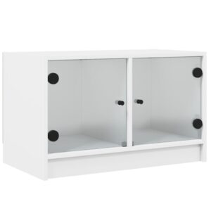 vidaXL Tv-bänk med glasdörrar vit 68x37x42 cm - Bild 2