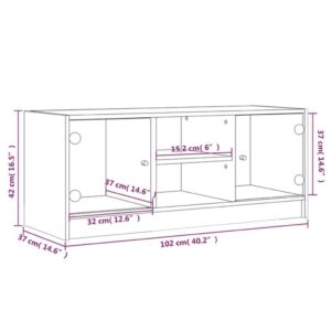 vidaXL Tv-bänk med glasdörrar betonggrå 102x37x42 cm - Bild 11