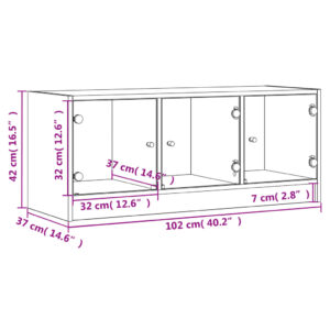 vidaXL Tv-bänk med glasdörrar svart 102x37x42 cm - Bild 12