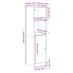 vidaXL Högskåp med glasdörr brun ek 35x37x142 cm - Bild 12