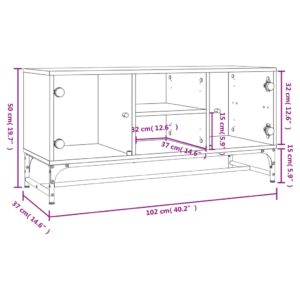 vidaXL Tv-bänk med glasdörrar betonggrå 102x37x50 cm - Bild 10