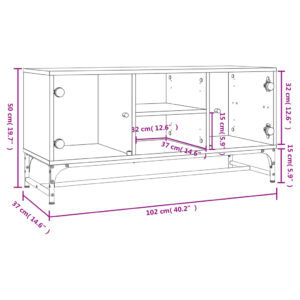 vidaXL TV-bänk med glasdörrar grå sonoma 102x37x50 cm - Bild 10