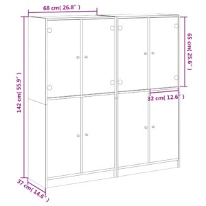 vidaXL Bokhylla med dörrar rökfärgad ek 136x37x142 cm konstruerat trä - Bild 12