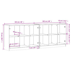 vidaXL Bokhylla med dörrar rökfärgad ek 204x37x75 cm konstruerat trä - Bild 11