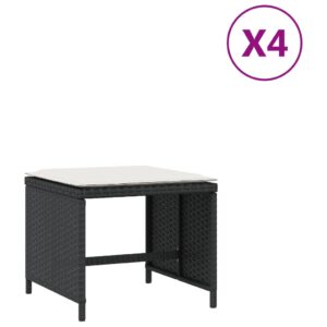 vidaXL Trädgårdspallar med dynor 4 st svart 41x41x36 cm konstrotting - Bild 2