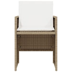 vidaXL Bistrogrupp med dynor 3 delar beige konstrotting - Bild 5