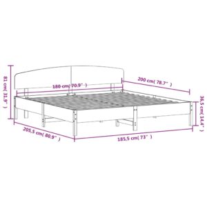 vidaXL Sängram med huvudgavel vaxbrun 180x200 cm massiv furu - Bild 9