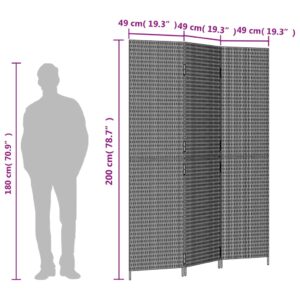 vidaXL Rumsavdelare 3 paneler grå konstrottning - Bild 9