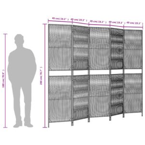 vidaXL Rumsavdelare 5 paneler grå konstrottning - Bild 9