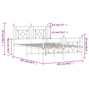 vidaXL Sängram med huvudgavel och fotgavel svart metall 120x200 cm - Bild 11