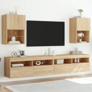 vidaXL Tv-bänk med LED-belysning 2 st sonoma-ek 40,5x30x60 cm - Bild 3